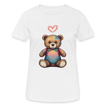 Teddy Bear Cartoon with Heart Teddy Bear Cute - Women's Breathable T-Shirt - white - Front - AI Model Female 172 dark (172cm)
