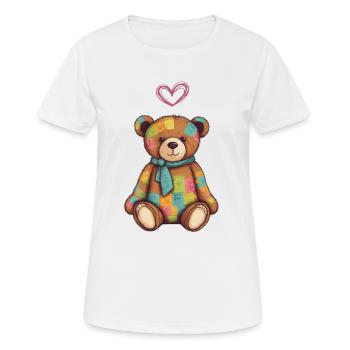 Teddy Bear Cartoon with Heart Teddy Bear Cute - Women's Breathable T-Shirt - white - Front - AI Model Female 172 dark (172cm)