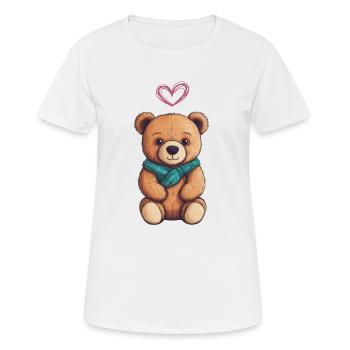 Teddy Bear Cartoon with Heart Teddy Bear Cute - Women's Breathable T-Shirt - white - Front - AI Model Female 172 dark (172cm)