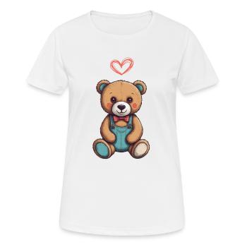 Teddy Bear Cartoon with Heart Teddy Bear Cute - Women's Breathable T-Shirt - white - Front - AI Model Female 172 dark (172cm)