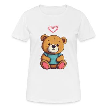 Teddy Bear Cartoon with Heart Teddy Bear Cute - Women's Breathable T-Shirt - white - Front - AI Model Female 172 dark (172cm)