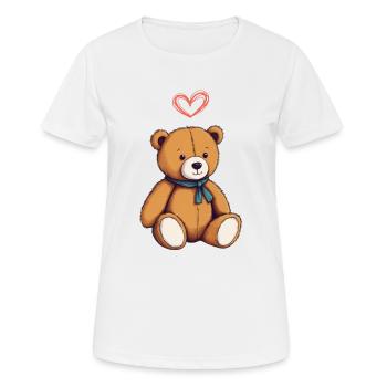 Teddy Bear Cartoon with Heart Teddy Bear Cute - Women's Breathable T-Shirt - white - Front - AI Model Female 172 dark (172cm)