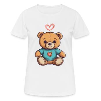 Teddy Bear Cartoon with Heart Teddy Bear Cute - Women's Breathable T-Shirt - white - Front - AI Model Female 172 dark (172cm)