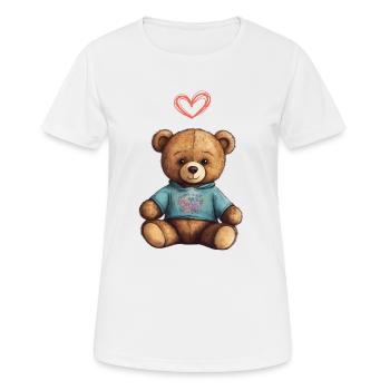 Teddy Bear Cartoon with Heart Teddy Bear Cute - Women's Breathable T-Shirt - white - Front - AI Model Female 172 dark (172cm)