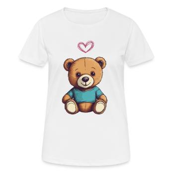 Teddy Bear Cartoon with Heart Teddy Bear Cute - Women's Breathable T-Shirt - white - Front - AI Model Female 172 dark (172cm)