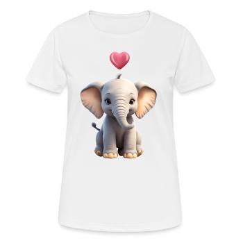 3D Elefant Bunt Süßes Elefanten Baby mit Herz - Frauen T-Shirt atmungsaktiv - Weiß - Vorne - AI Model Female 172 dark (172cm)