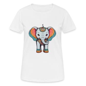 Éléphant Coloré Mignon Éléphant Bébé Mandala Hindi - T-shirt respirant Femme - blanc - Devant - AI Model Female 172 dark (172cm)