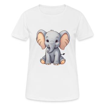 Elefant Bunt Süßes Elefanten Baby Cartoon - Frauen T-Shirt atmungsaktiv - Weiß - Vorne - AI Model Female 172 dark (172cm)