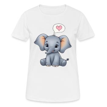 Elefant Bunt Süßes Elefanten Baby mit Herz - Frauen T-Shirt atmungsaktiv - Weiß - Vorne - AI Model Female 172 dark (172cm)