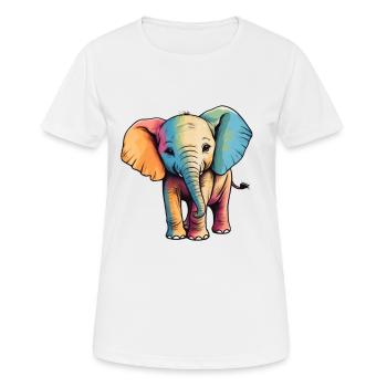 Éléphant Coloré Mignon Éléphant Bébé Mandala Hindi - T-shirt respirant Femme - blanc - Devant - AI Model Female 172 dark (172cm)