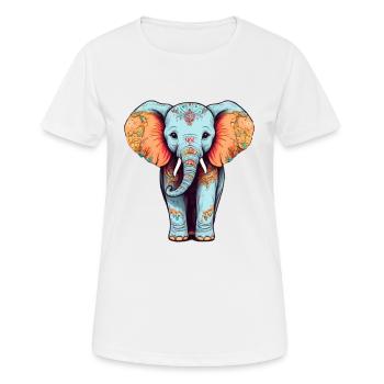 Éléphant Coloré Mignon Éléphant Bébé Mandala Hindi - T-shirt respirant Femme - blanc - Devant - AI Model Female 172 dark (172cm)