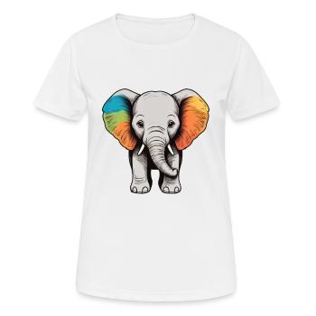 Éléphant Coloré Mignon Éléphant Bébé - T-shirt respirant Femme - blanc - Devant - AI Model Female 172 dark (172cm)