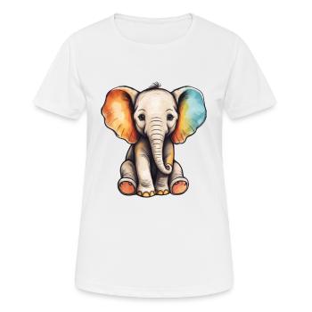 Éléphant Coloré Mignon Éléphant Bébé Hindi - T-shirt respirant Femme - blanc - Devant - AI Model Female 172 dark (172cm)