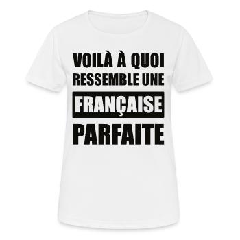 VOILÀ À QUOI RESSEMBLE UNE FRANÇAISE PARFAITE - T-shirt respirant Femme - blanc - Devant - AI Model Female 172 dark (172cm)