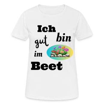 lustiger Spruch - Garten - gut im Beet - Grünhumor - Frauen T-Shirt atmungsaktiv - Weiß - Vorne - AI Model Female 172 dark (172cm)