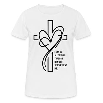 I Can Do All Things Through Him Christen Gift - Women's Breathable T-Shirt - white - Front - AI Model Female 172 dark (172cm)