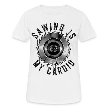 Le sciage est mon travail du bois de charpentier cardio - T-shirt respirant Femme - blanc - Devant - AI Model Female 172 dark (172cm)