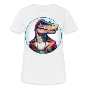 Dinosaur Leather Jacket - Women's Breathable T-Shirt - white - Front - AI Model Female 172 dark (172cm)