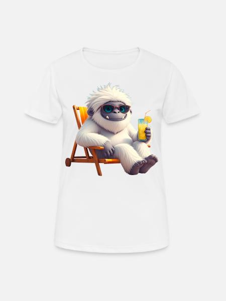 Yeti Monster in Sun Chair - Women's Breathable T-Shirt - white