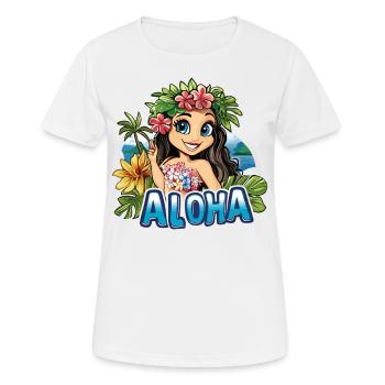 Hawaï Aloha Femme Fleurs Palmiers Plage Mer Île - T-shirt respirant Femme - blanc - Devant - AI Model Female 172 dark (172cm)