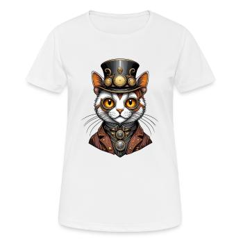 Steampunk cat - Women's Breathable T-Shirt - white - Front - AI Model Female 172 dark (172cm)