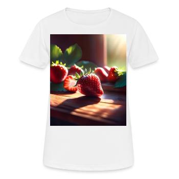 Ich liebe Erdbeeren - Frauen T-Shirt atmungsaktiv - Weiß - Vorne - AI Model Female 172 dark (172cm)