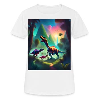 Conception de t-shirt dinosaures graphiques colorés - T-shirt respirant Femme - blanc - Devant - AI Model Female 172 dark (172cm)