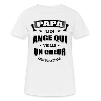 PAPA UN ANGE QUI VEILLE UN CŒUR QUI PROTÈGE - T-shirt respirant Femme - blanc - Devant - AI Model Female 172 dark (172cm)