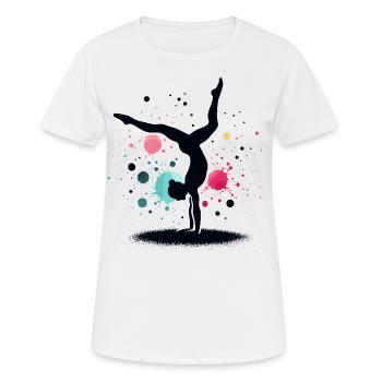 Turnen Gymnastik Turnerin Akrobatik - Frauen T-Shirt atmungsaktiv - Weiß - Vorne - AI Model Female 172 dark (172cm)