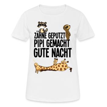 dents brossées, bonne nuit, raton laveur, paresseux, girafe - T-shirt respirant Femme - blanc - Devant - AI Model Female 172 dark (172cm)