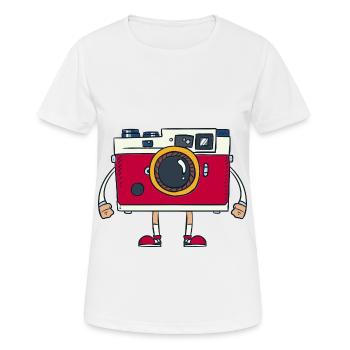 Photographie cameraman - T-shirt respirant Femme - blanc - Devant - AI Model Female 172 dark (172cm)