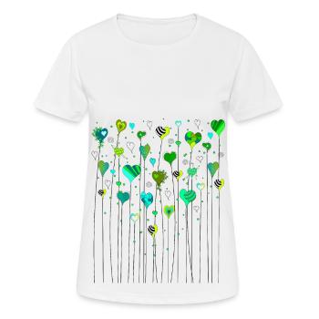 Coeurs sur tige coeurs verts merci beaucoup - T-shirt respirant Femme - blanc - Devant - AI Model Female 172 dark (172cm)