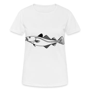 Cod motif for anglers as a gift - Women's Breathable T-Shirt - white - Front - AI Model Female 172 dark (172cm)