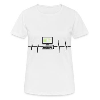 Ordinateur EKG programmeur de rythme cardiaque pc nerd - T-shirt respirant Femme - blanc - Devant - AI Model Female 172 dark (172cm)