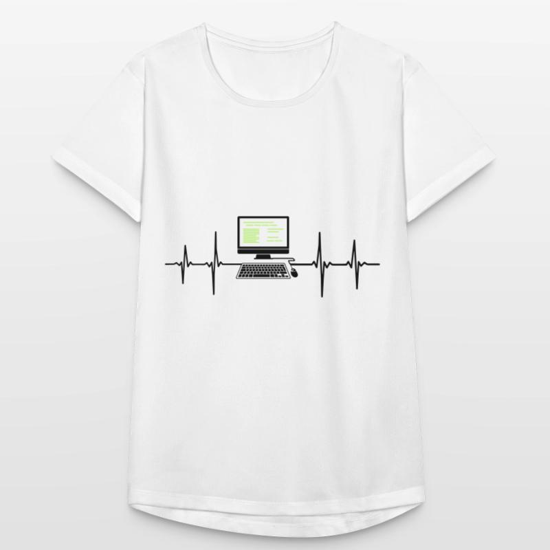 Ordinateur EKG programmeur de rythme cardiaque pc nerd T-shirt respirant Femme