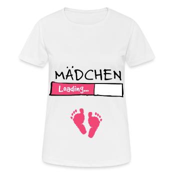 Mädchen loading // Schwangerschaft T-Shirt - Frauen T-Shirt atmungsaktiv - Weiß - Vorne - AI Model Female 172 dark (172cm)