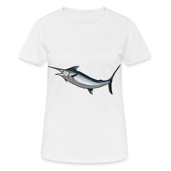 Blauer Marlin Schwertfisch Fächerfisch - Frauen T-Shirt atmungsaktiv - Weiß - Vorne - AI Model Female 172 dark (172cm)
