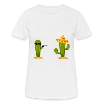 Drôle de motifs cactus raid Mexico sombrero - T-shirt respirant Femme - blanc - Devant - AI Model Female 172 dark (172cm)
