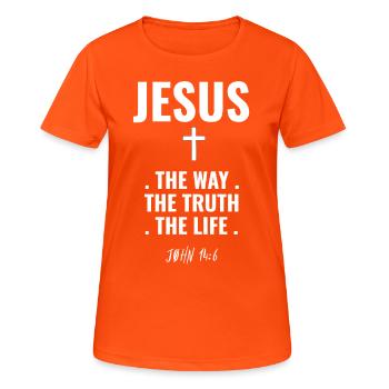 Heiliger Geist Heiliger Geist Heiliger Geist - Frauen T-Shirt atmungsaktiv - Neonorange - Vorne - AI Model Female 172 dark (172cm)