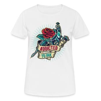 Accro au tatoueur à l’encre avec de l’encre - T-shirt respirant Femme - blanc - Devant - AI Model Female 172 dark (172cm)