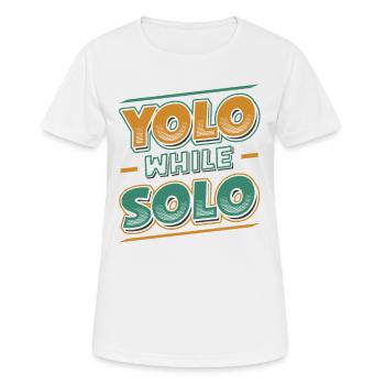 Solo proud single, Happy single - T-shirt respirant Femme - blanc - Devant - AI Model Female 172 dark (172cm)