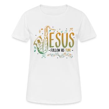 Jesus,Saxophone,Music,Religious. - Women's Breathable T-Shirt - white - Front - AI Model Female 172 dark (172cm)