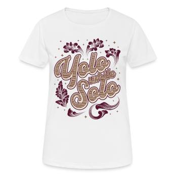Solo proud single, Happy single - T-shirt respirant Femme - blanc - Devant - AI Model Female 172 dark (172cm)