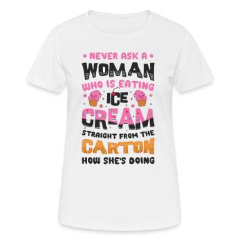 Traurige Frauen Herzschmerz Liebeskummer Eiscreme - Frauen T-Shirt atmungsaktiv - Weiß - Vorne - AI Model Female 172 dark (172cm)