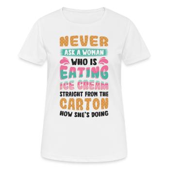 Traurige Frauen Herzschmerz Liebeskummer Eiscreme - Frauen T-Shirt atmungsaktiv - Weiß - Vorne - AI Model Female 172 dark (172cm)
