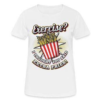 Extra Pommes Frites - Frauen T-Shirt atmungsaktiv - Weiß - Vorne - AI Model Female 172 dark (172cm)