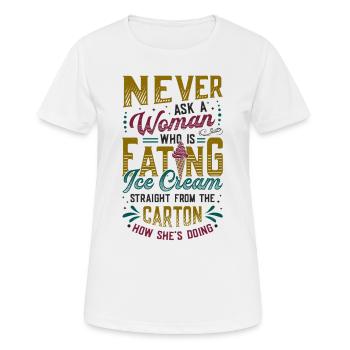 Traurige Frauen Herzschmerz Liebeskummer Eiscreme - Frauen T-Shirt atmungsaktiv - Weiß - Vorne - AI Model Female 172 dark (172cm)