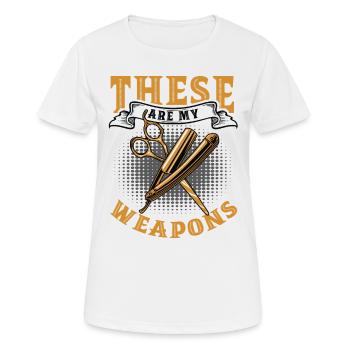 Ce sont mes armes dans le salon de coiffure - T-shirt respirant Femme - blanc - Devant - AI Model Female 172 dark (172cm)