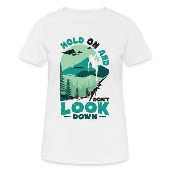 Ne regardez pas vers le bas Bloc, escalade. - T-shirt respirant Femme - blanc - Devant - AI Model Female 172 dark (172cm)