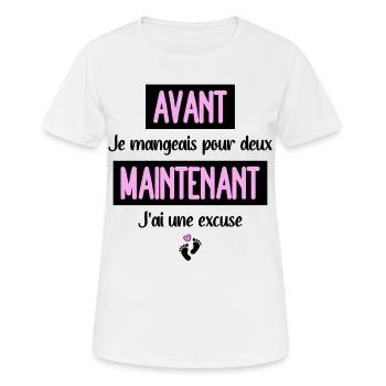 Annonce grossesse original subtil femme enceinte - T-shirt respirant Femme - blanc - Devant - AI Model Female 172 dark (172cm)